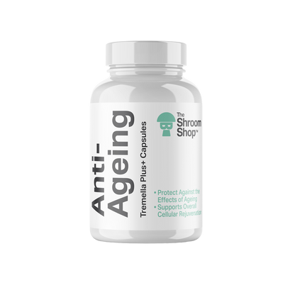 The Shroom Shop Tremella Capsules packaging with premium mushroom extract supplement
