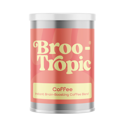 The Shroom Shop Brootropic mushroom  coffee supplement featuring a premium functional mushroom blend in a convenient container.